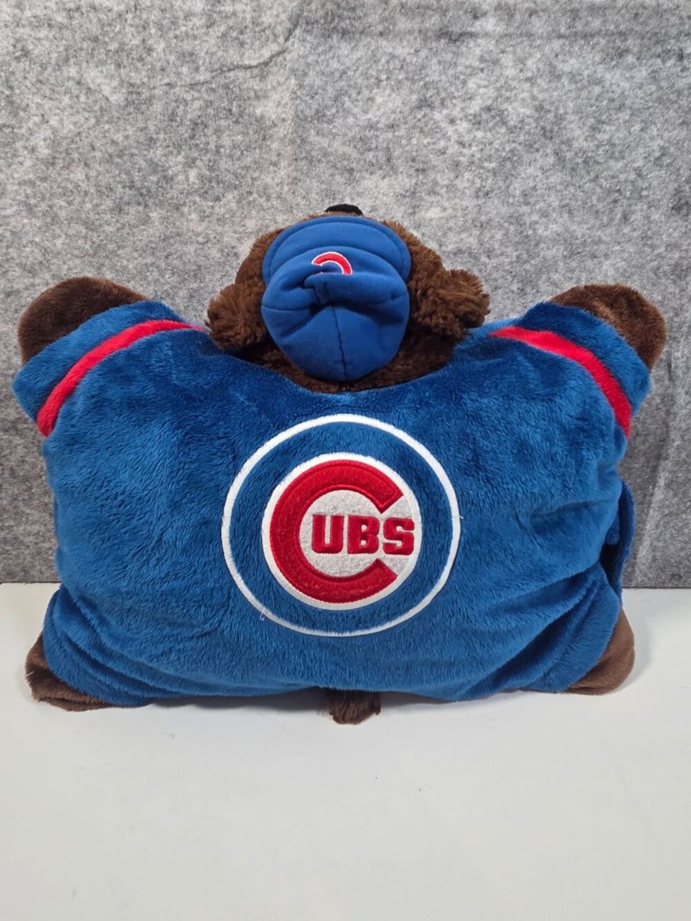 Chicago Cubs MLB Pillow Pet Bear Plush Blue Baseball Sporty Fan Room Decor